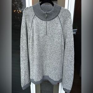 Mountain Khakis Mens X Large Relaxed Fit Quarter Zip Sweater Lambswool Grey